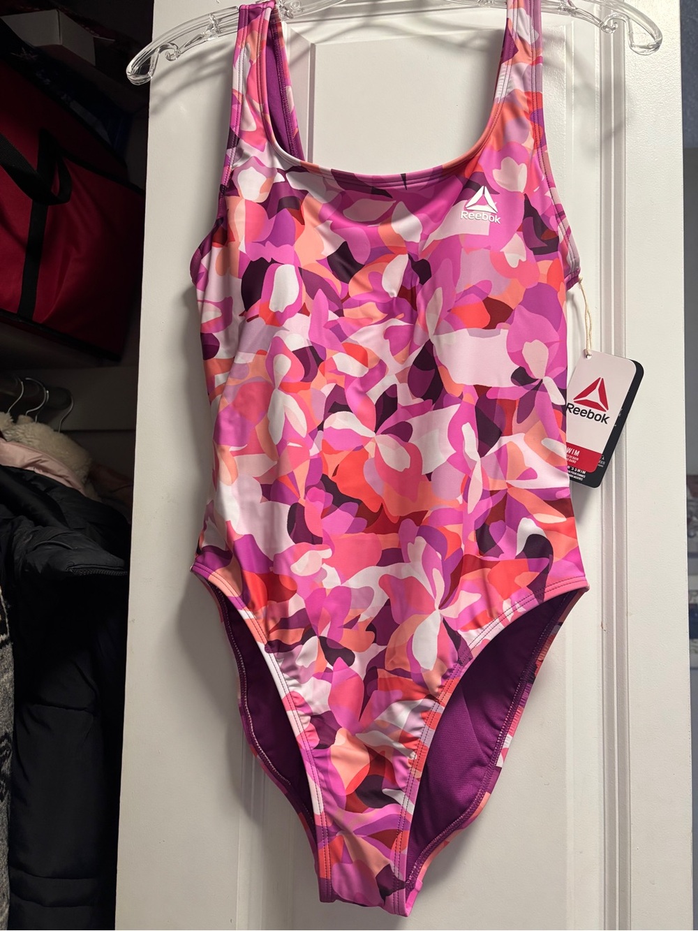 Reebok Pink & Purple Floral-Print One-Piece Swim